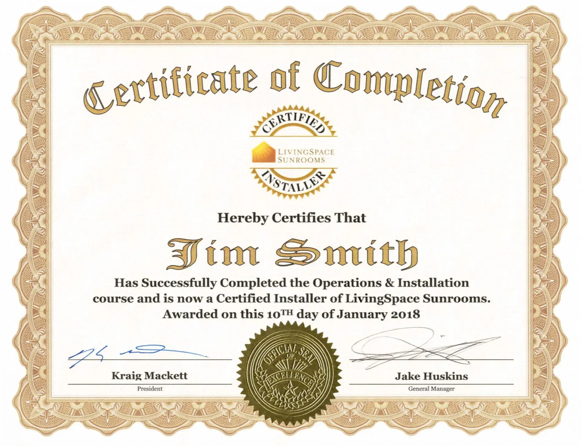 Certified Designer of Living Space Sunrooms